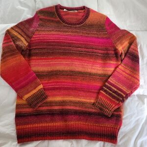 Trina Turk Womens Striped Sweater Pullover Multi Colored Wool Blend Size Large